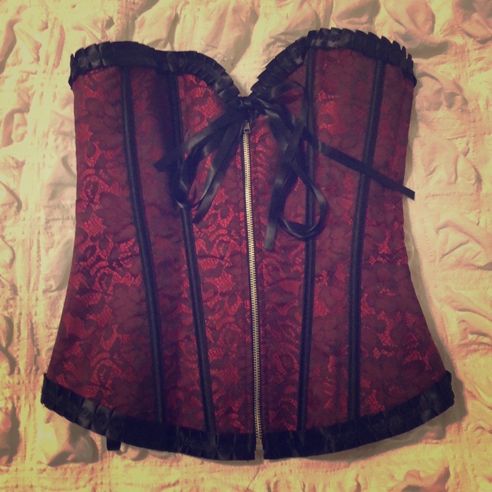 Black and red corset